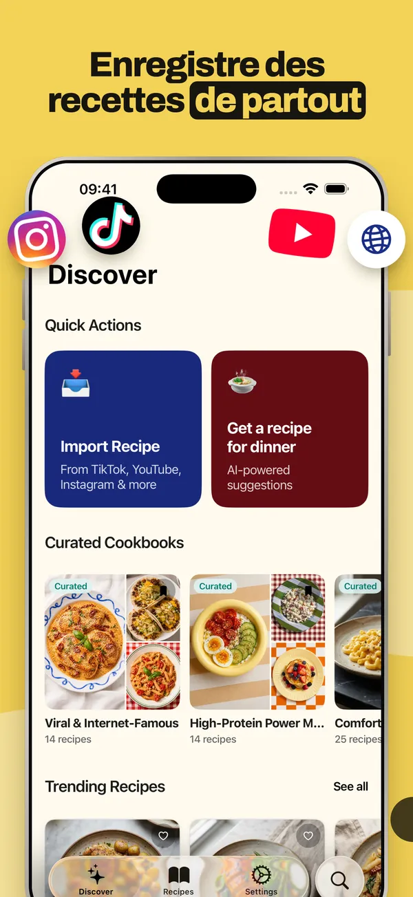 Enregistre des recettes de partout