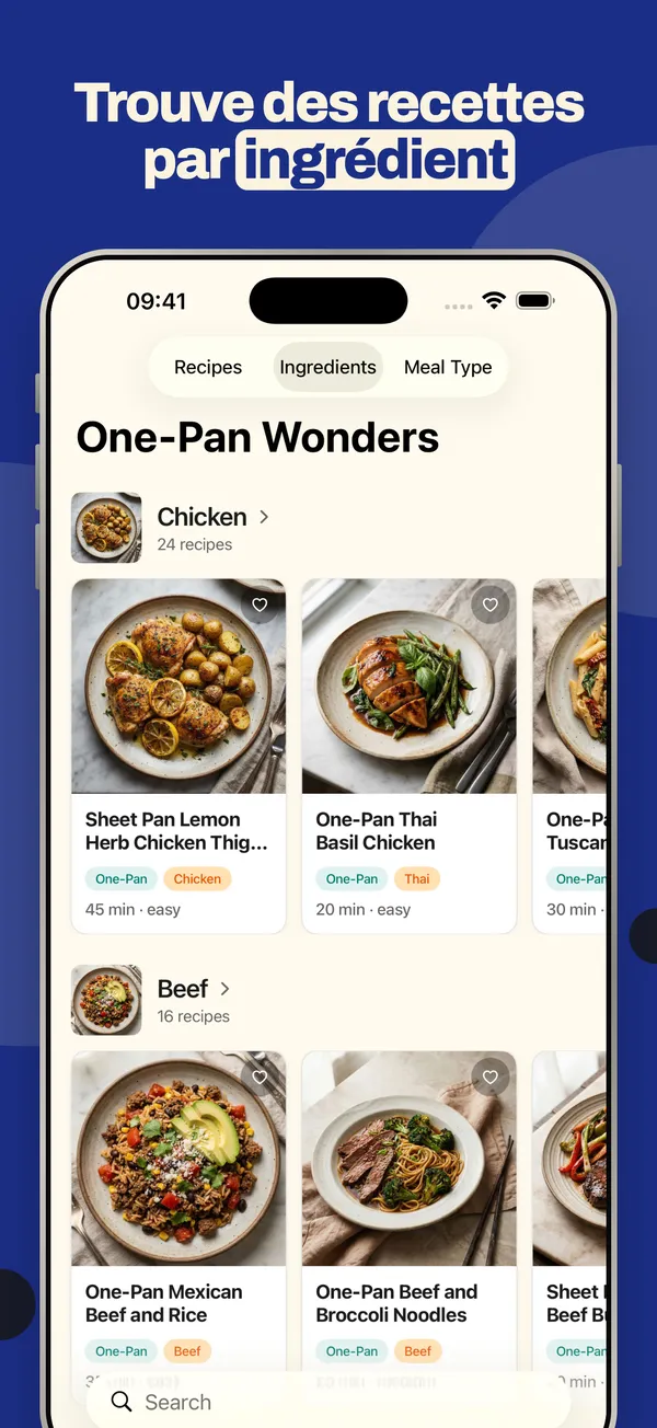 Trouve des recettes par ingrédient